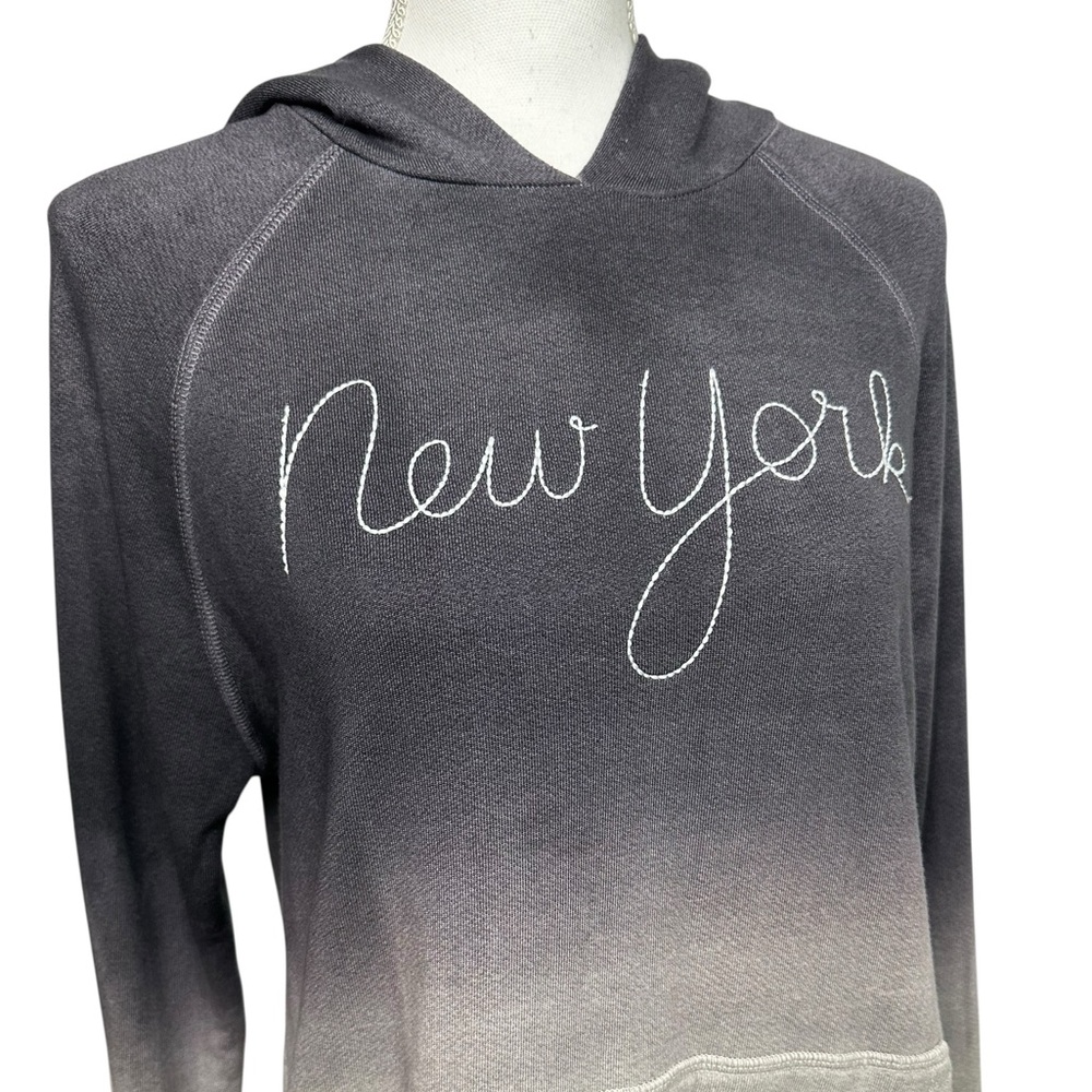 SUNDRY / Gray Ombré New York Hooded Sweatshirt / Size 3 / Casual Emo Goth - Picture 7 of 10